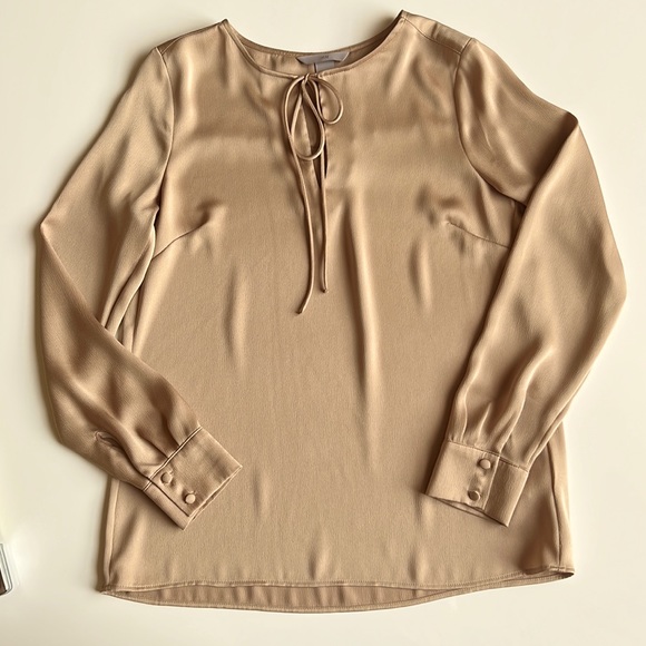 H&M Oversized Tie-top Blouse softly draped satin unique champagne gold-m… - Picture 1 of 8